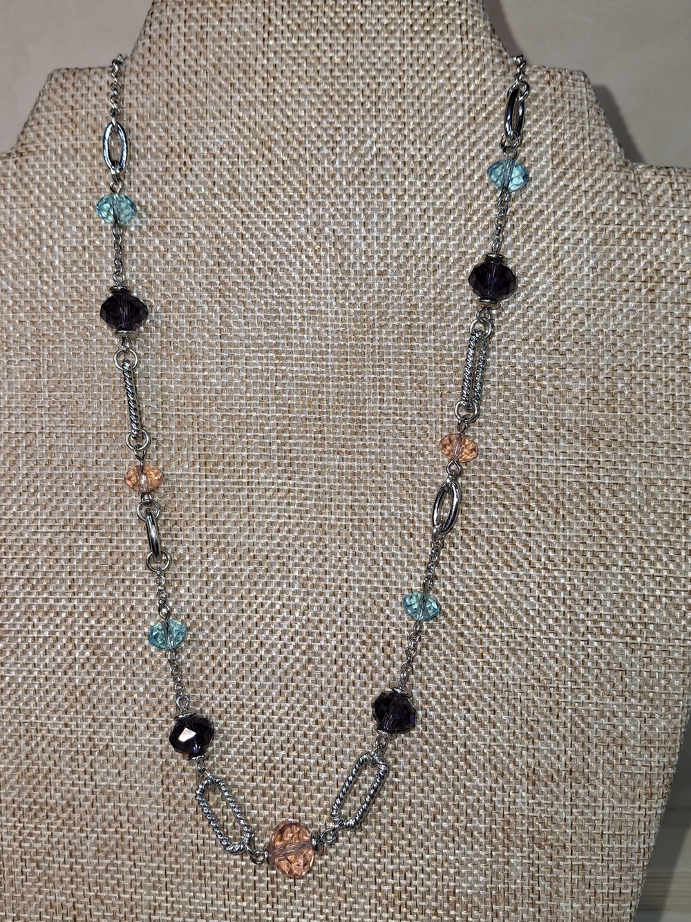 Multi-Color Crystal Station Necklace - Women Jewelry